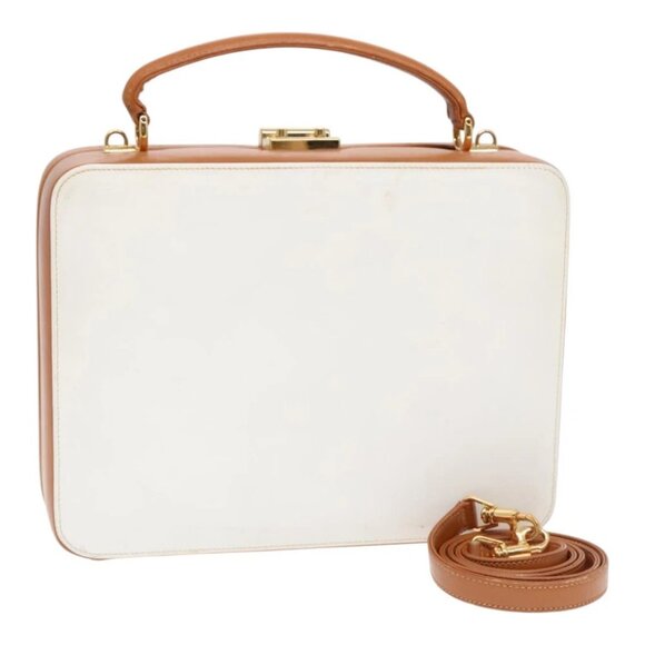 GUCCI Hand Bag Leather 2way White Gold - Picture 1 of 14